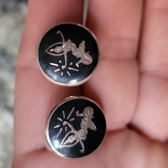 SIAM Sterling Clip-on Earrings Vintage - Picture 8 of 12